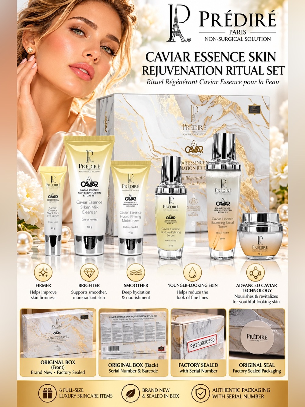 ✨ Prédiré Paris Caviar | Exquisite 6-Piece Luxury Skincare Set | $4,600 Retail
